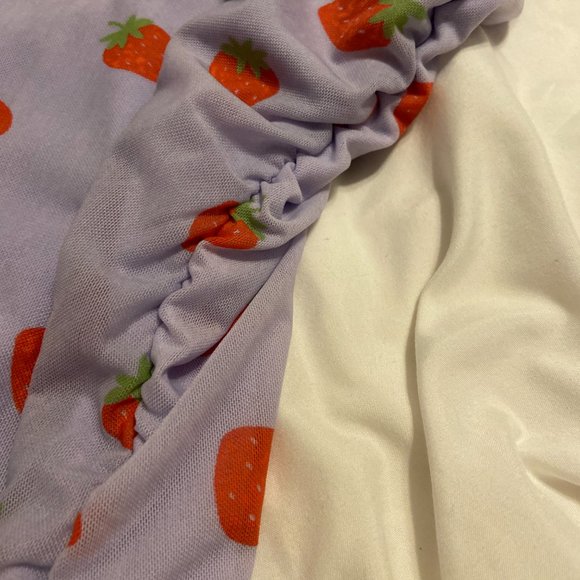 NWT Strawberry Dress Women's S/M or Girl's XXL, Mesh Fruit Purple Stretch Dress - Picture 5 of 12